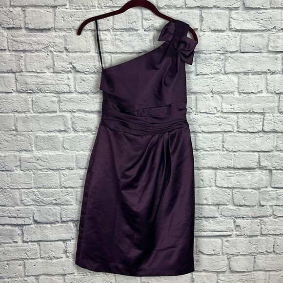 David’s Bridal Plum Dress One Shoulder Size 4 - Picture 1 of 7